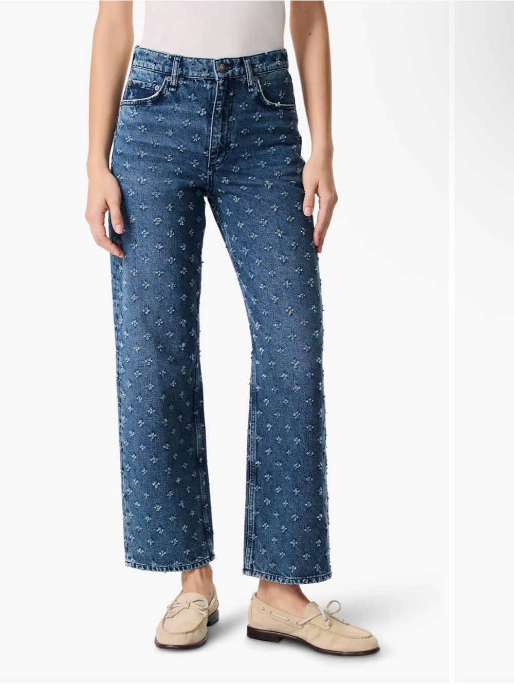 rag & bone Clip Dot Shea High Rise Ankle Relaxed Straight Leg Blue Women’s 31